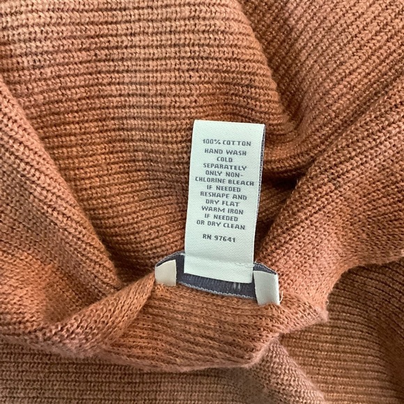 J JILL Orange Gray Ombré Round Neck Cotton Knit Poncho Sweater Size One Size - Picture 4 of 8